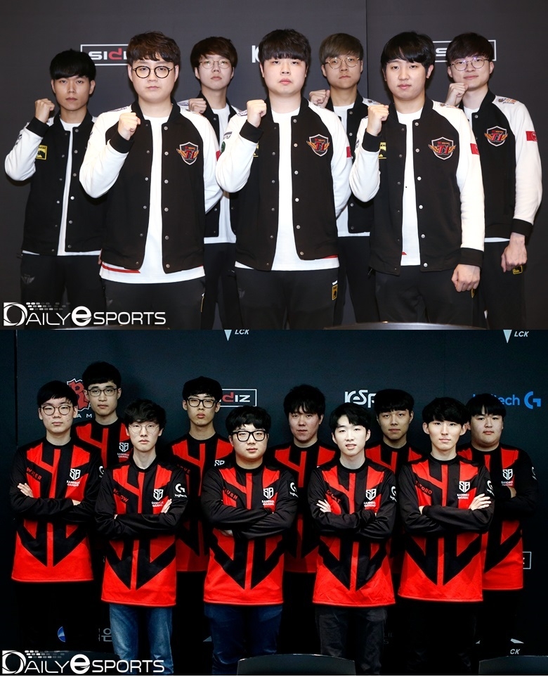 스프링 내내 2위 싸움을 펼치고 있는 SK텔레콤 T1(위)과 샌드박스 게이밍.