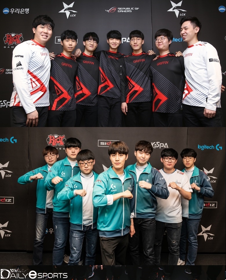 그리핀(위)과 담원 게이밍이 1위와 포스트 시즌 진출이라는 각자 다른 꿈을 이루기 위한 대결에 나선다.