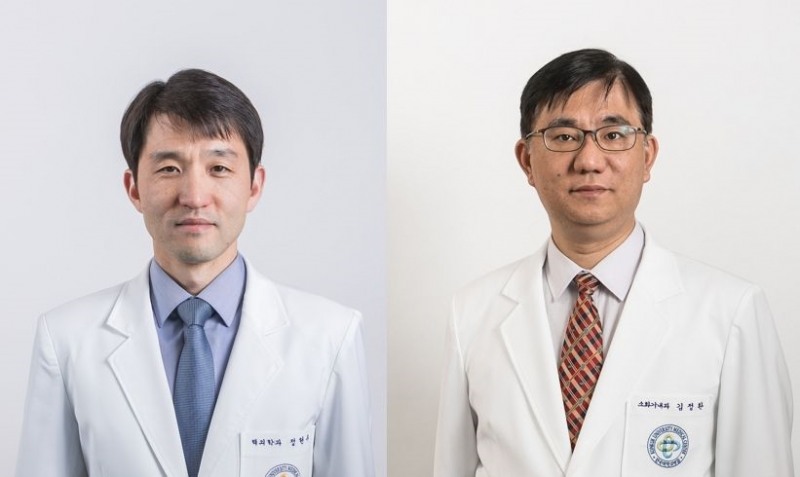 (왼쪽부터) 건국대병원 핵의학과 정현우 교수, 소화기내과 김정환 교수