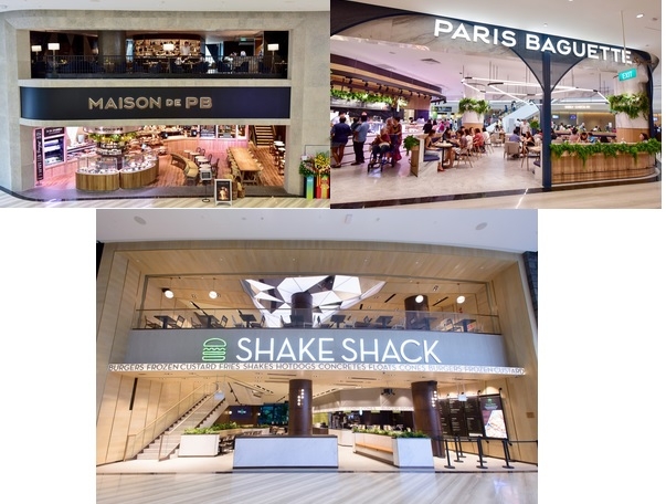 싱가포르 창이국제공항과 연결된 복합 상업단지 주얼창이에 오픈한 ‘메종 드 피비’,‘커피앳웍스’,‘쉐이크쉑'/사진 제공 = SPC그룹