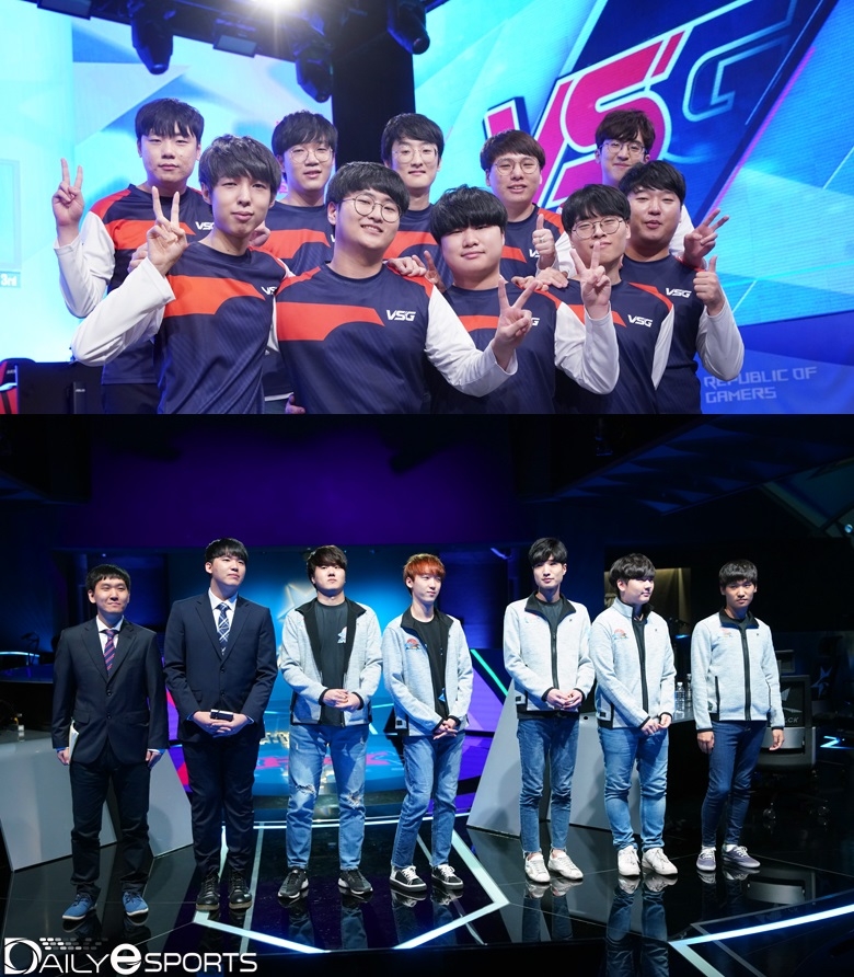 승강전 최종전에 가기 위한 VSG(위)와 ES 샤크스의 혈투가 벌어진다.