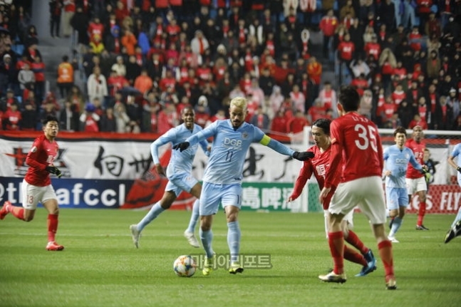 지난 4월 10일 히로시마 원정에 나선 대구FC의 경기모습. 사진_대구FC제공