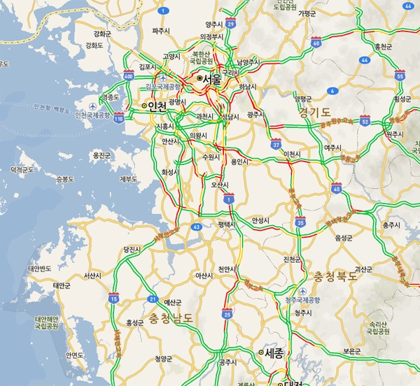 고속도로 교통상황 정보화면 / 출처 네이버화면