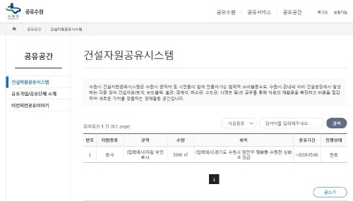 수원시, '건설자원공유시스템' 운영... 안쓰는 건설자원 공유