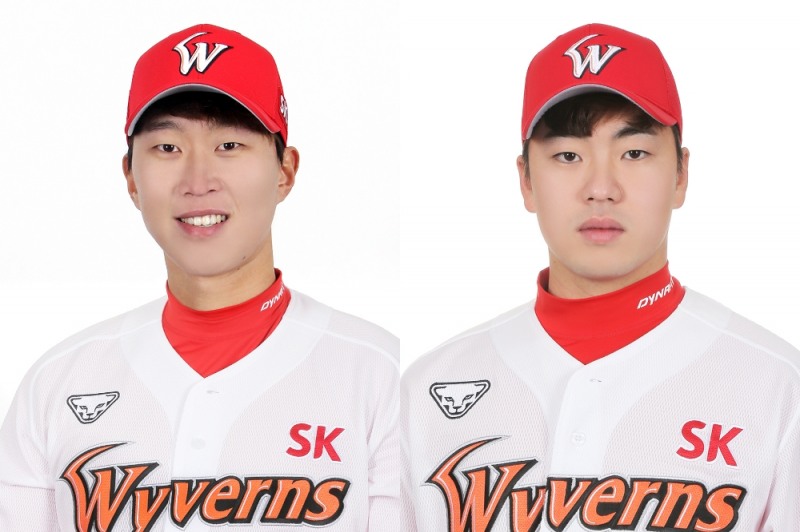 kt wiz와 SK 와이번스의 2대2 트레이드로 kt wiz에 합류하게 될 박승욱(왼쪽), 조한욱(오른쪽) 프로필 사진. 