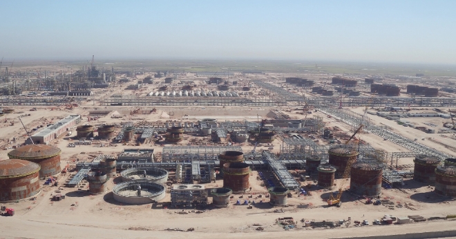 현대건설이 현재 이라크에서 수행 중인 카르발라 정유공장 현장의 전경 모습. / 사진 제공 = 현대건설