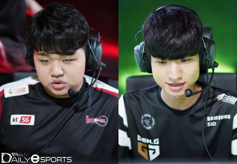 팀 승리에 기여한 kt의 영입생 '프레이' 김종인(왼쪽)과 젠지의 '쿠잔' 이성혁.