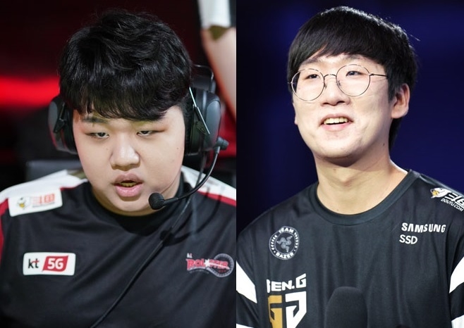kt '프레이' 김종인(왼쪽)과 젠지 '룰러' 박재혁.