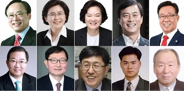 사진=(상)이주영 국회부의장, 유승희 국회의원, 윤종필 국회의원, 이강호 인천 남동구청장, 박정오 성남미래정책포럼 상임대표, (하) 김대업 대한약사회 회장, 추무진 국제보건의료재단 이사장, 한무영 서울대 교수, 민봉기 금융감독원 부국장, 이형주 한보공업사 대표