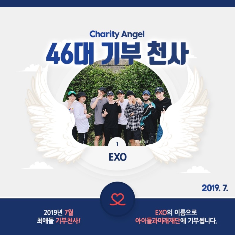 엑소X트와이스, 7월 남녀그룹 기부천사 선정