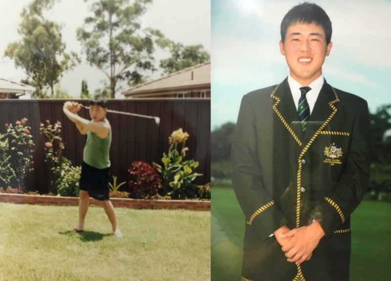 골프를 처음 시작할 때(좌), 호주 국가대표 시절의 이원준. 사진 제공=이원준.