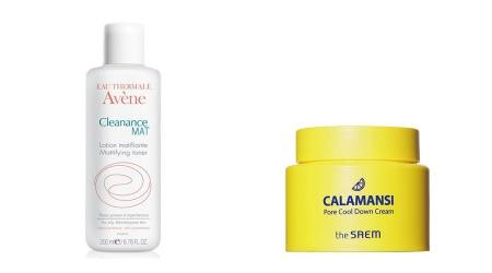 넓어지는 모공 막으려면…‘유수분 밸런스 맞추기’ 중요하다. (좌로부터) 아벤느 ‘클리낭스 매트 매티파잉 토너’, 더샘 ‘깔라만시 포어 쿨 다운 크림’