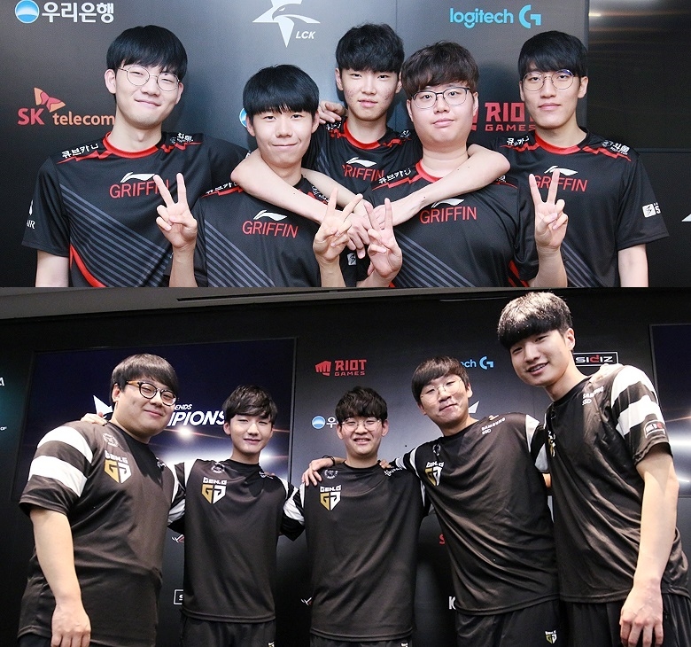 11일 경기에서 승리할 경우 포스트 시즌 진출을 확정짓는 그리핀(위)와 젠지 e스포츠.