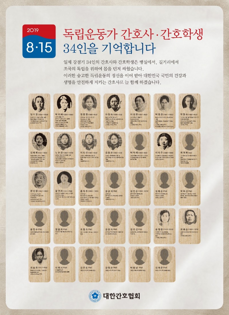 "잊지 말자" 간협, '독립운동가 간호사·간호학생 34인을 기억합니다' 캠페인 전개