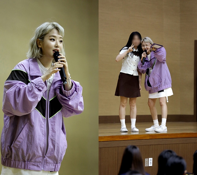 ‘성대결절 투혼' 키썸, 컴백 앞서 깜짝 스쿨 버스킹 '훈훈'