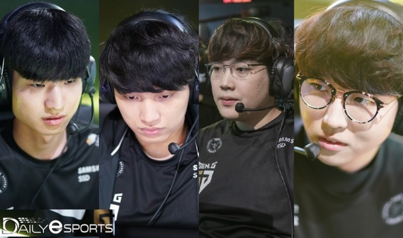 젠지 e스포츠가 서머에 미드 라이너로 기용했던 네 명. '쿠잔' 이성혁, '플라이' 송용준, '리치' 이재원, '로치' 김강희(왼쪽부터).