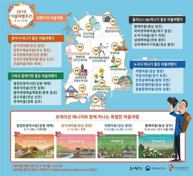 문화체육관광부, 9월 12~29일 '가을 여행주간' 운영