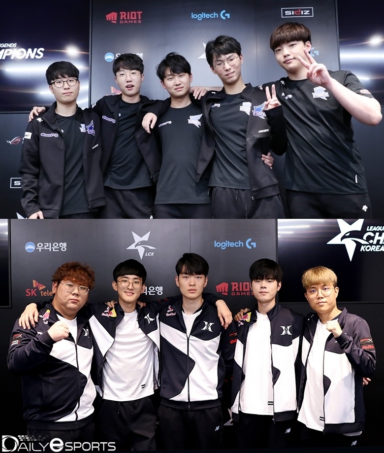 롤드컵 한국 대표로 나서기 위한 첫 싸움에 발을 들인 아프리카 프릭스(위)와 킹존 드래곤X.