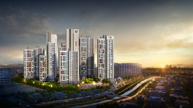 율량 금호어울림 센트로 야경 투시도