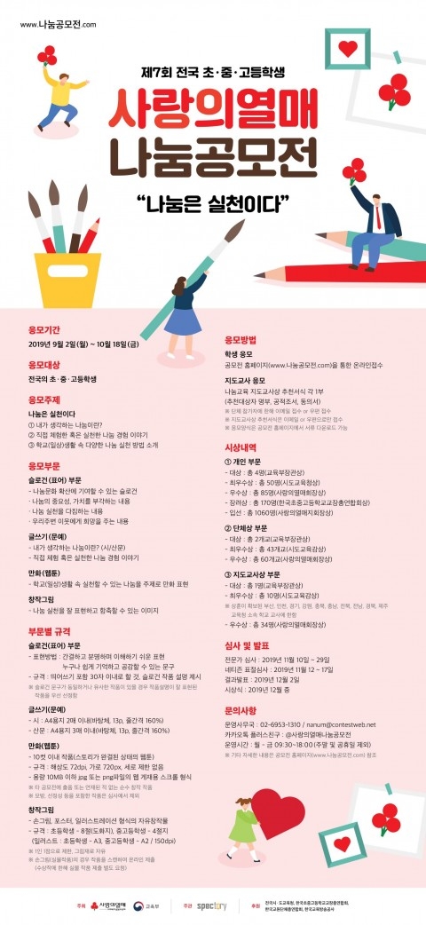 제7회 전국 초·중·고등학생 사랑의열매 나눔공모전 개최