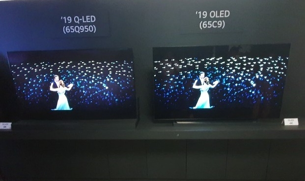 (사진=강기성 기자) LG전자 17일 기술설명회를 열고 삼성 QLED 8K와 LG OLED 8K TV의 차이점을 시연했다.