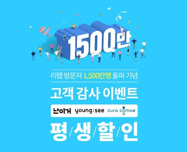 리탭, 방문객 1500만 돌파 기념 인기 브랜드 ‘평생할인 이벤트’ 진행