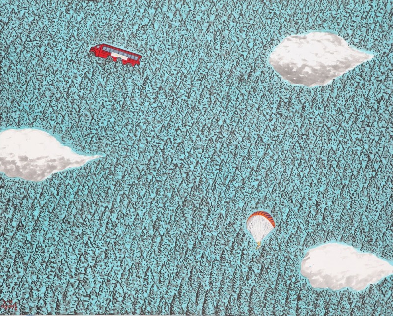 추니박, '오레건-가는길', 73X92, 한지에 먹과 아크릴, 2018 / 사진= BT 갤러리