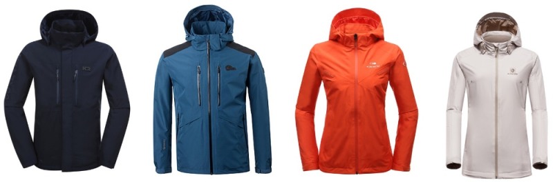 ▲(왼쪽부터) 고어텍스 ‘K2 고어 2레이어 자켓’, ‘네파 아콘 WTRP JKT’, ‘아이더 라그나 고어 자켓’, ‘블랙야크 엣지2L 자켓’