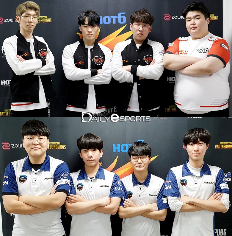 5주차에 순위가 뒤바뀐 SK텔레콤 T1(위쪽)과 OGN 엔투스 포스.