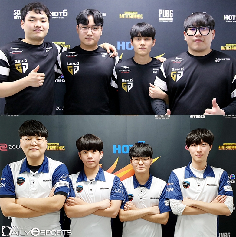 젠지 e스포츠(위쪽)와 OGN 엔투스 포스.