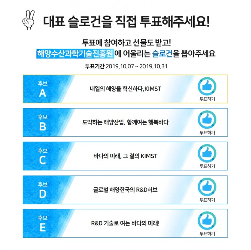 해양수산과학기술진흥원, 슬로건공모전 온라인 공개투표 진행