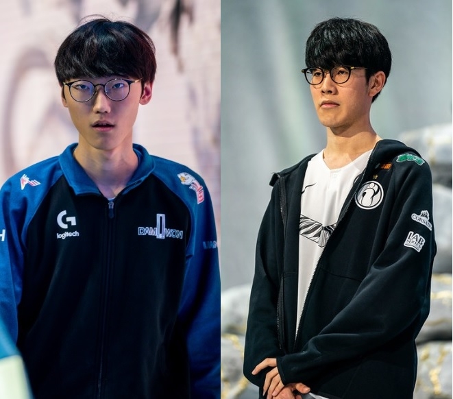 톱 라이너들의 자존심 싸움을 펼치고 있는 담원 '너구리' 장하권(왼쪽)과 인빅터스 게이밍 '더샤이' 강승록(사진=라이엇 게임즈 제공).