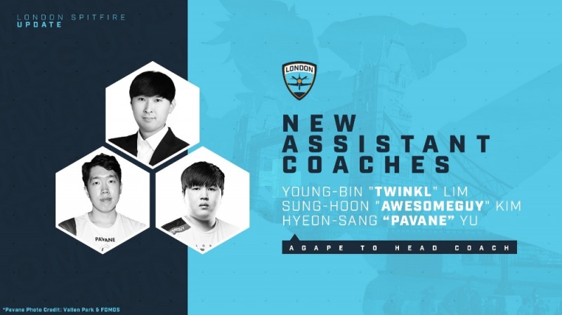 임영빈 코치, 김성훈 코치, 유현상 코치 영입을 알린 런던 스핏파이어(사진=팀 공식 SNS).