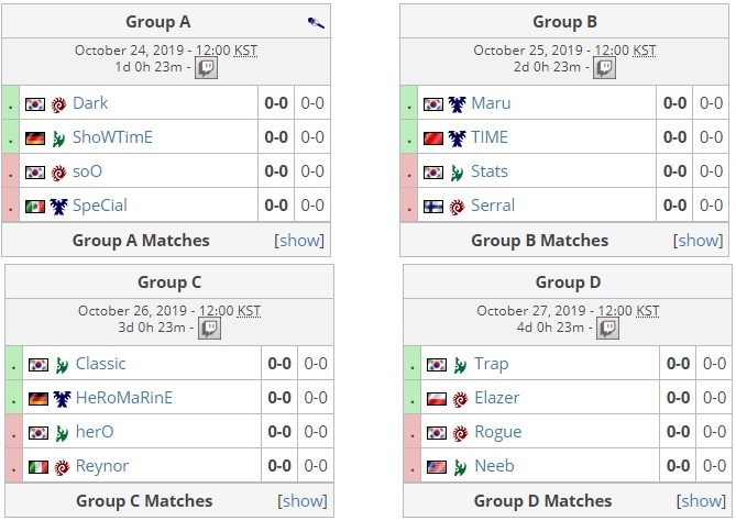 WCS 오프닝 위크 조 편성(사진=liquipedia.net 발췌).