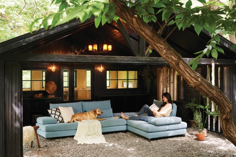 사진='에싸'의 디오마레 코너카우치형 카시미라 패브릭 소파