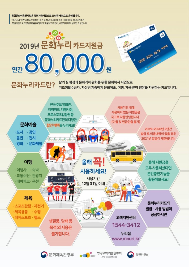 복권기금 “문화누리카드로 마음껏 누리세요”