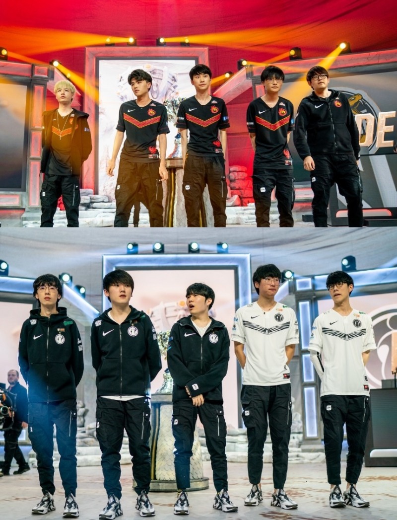 롤드컵 4강에서 맞붙는 펀플러스 피닉스(위)와 인빅터스 게이밍(사진=라이엇 게임즈 제공).