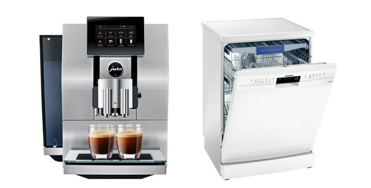 사진=(좌)유라(JURA) Z8, (우)지멘스(SIEMENS) 식기세척기 SN236W00ME