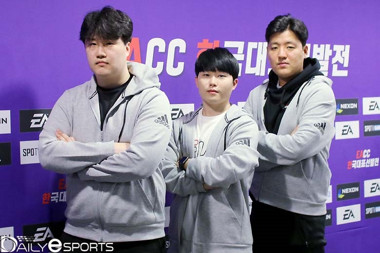 조1위로 4강에 오른 엘리트 변우진, 차현우, 원창연(왼쪽부터).