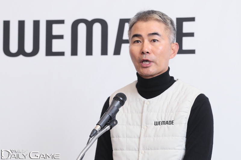 지스타 2019가 진행중인 부산 벡스코에서 기자간담회에 참여한 장현국 위메이드 대표.