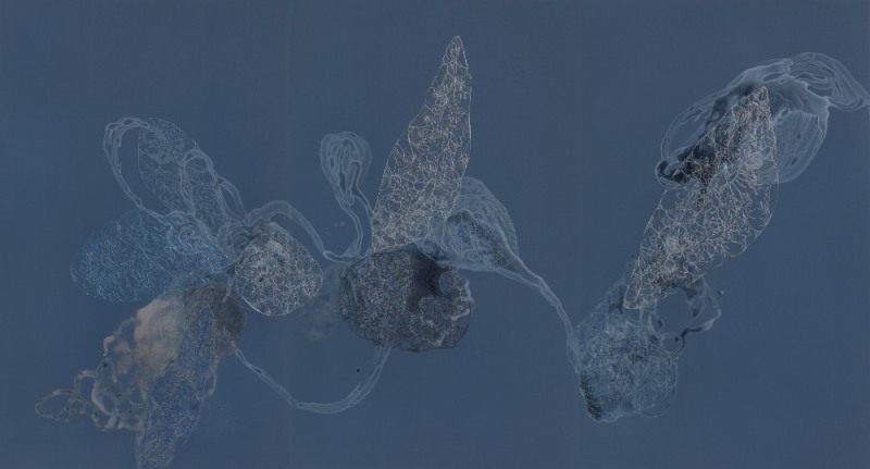 박제경, U-Topos19014, 130.3×241cm acrylic and gutta on canvas 2019 / 사진= 아트스페이스 루