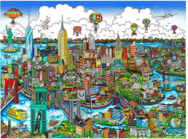 찰스 파지노(Charles Fazzino), High Above New York City, 19" x 14.5", 3D limited edition silkscreen on paper ⓒCharles Fazzino / 사진=산지갤러리