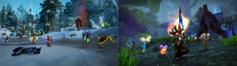 와우 클래식에 추가된 알터랙 계곡(좌)과 전쟁노래 협곡(우).