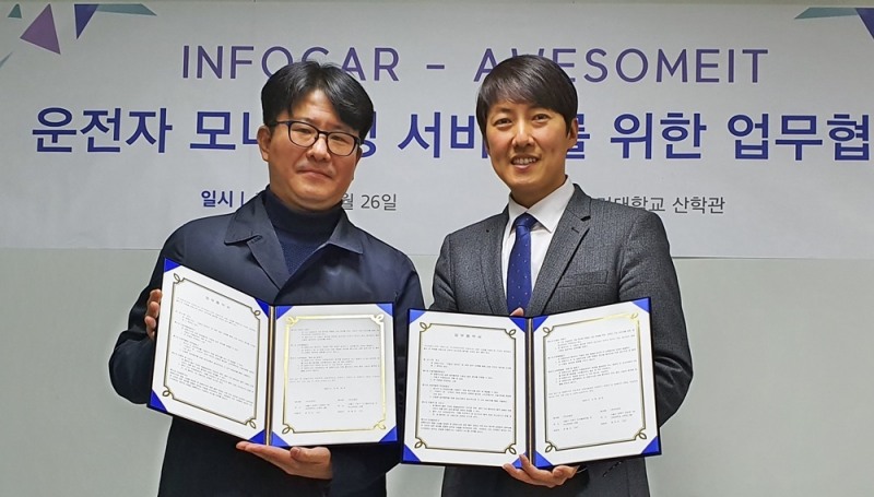 사진 좌측부터 인포카 최거석 대표, 어썸잇 유병규 대표