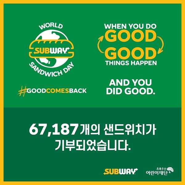써브웨이, 겨울방학 결식 아동 위해 샌드위치 6만 7187개 기부