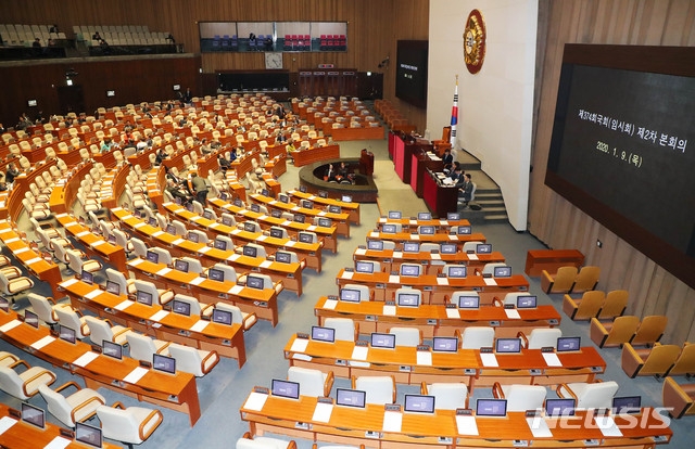  제374회 국회(임시회) 제2차 본회의가 9일 서울 여의도 국회에서 열릴 예정이었으나 자유한국당 의원들의 불출석으로 지연되고 있다.