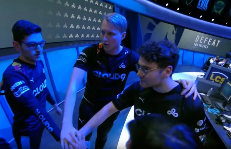 LCS 2020 스프링 개막전에서 리퀴드를 꺾은 C9(사진=중계 화면 캡처).