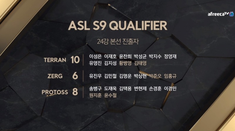 ASL 시즌9 예선전 결과(사진=아프리카TV 페이스북 발췌).