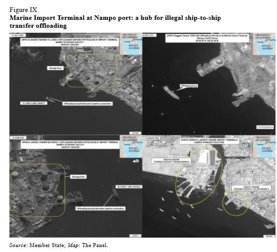 사진은 2018년 1월부터 8월까지 북한 남포항구 일대의 모습을 찍은 것