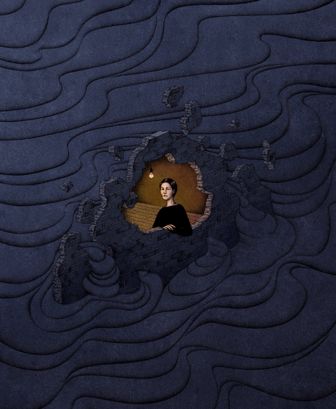 독립영웅의 업적과 정신에 빗대어 현재를 살고 있다면 어떤 모습일지 상상해 보았을 때, 동시대와 후대의 여성들을 위해 굳건히 자리를 지키며 사회적 차별과 맞서고 있는 모습 표현했다. 작가명: 연여인 / 지정위인: 남자현